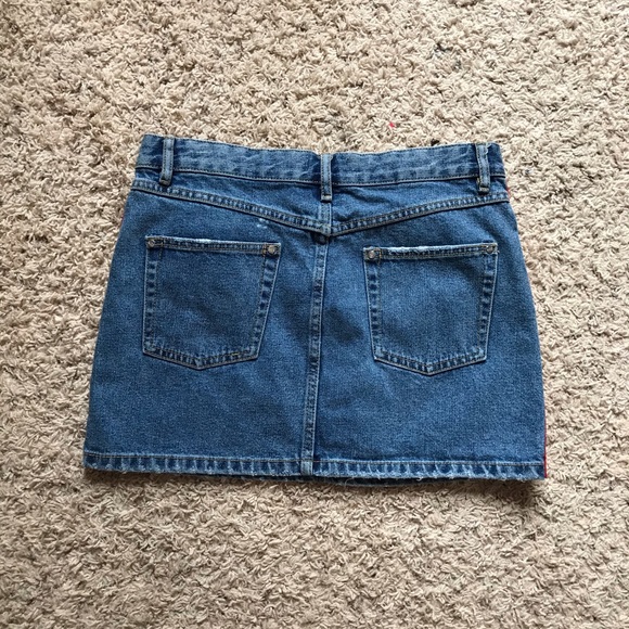 Zara Denim Red & White Striped Mini Skirt - Picture 2 of 3